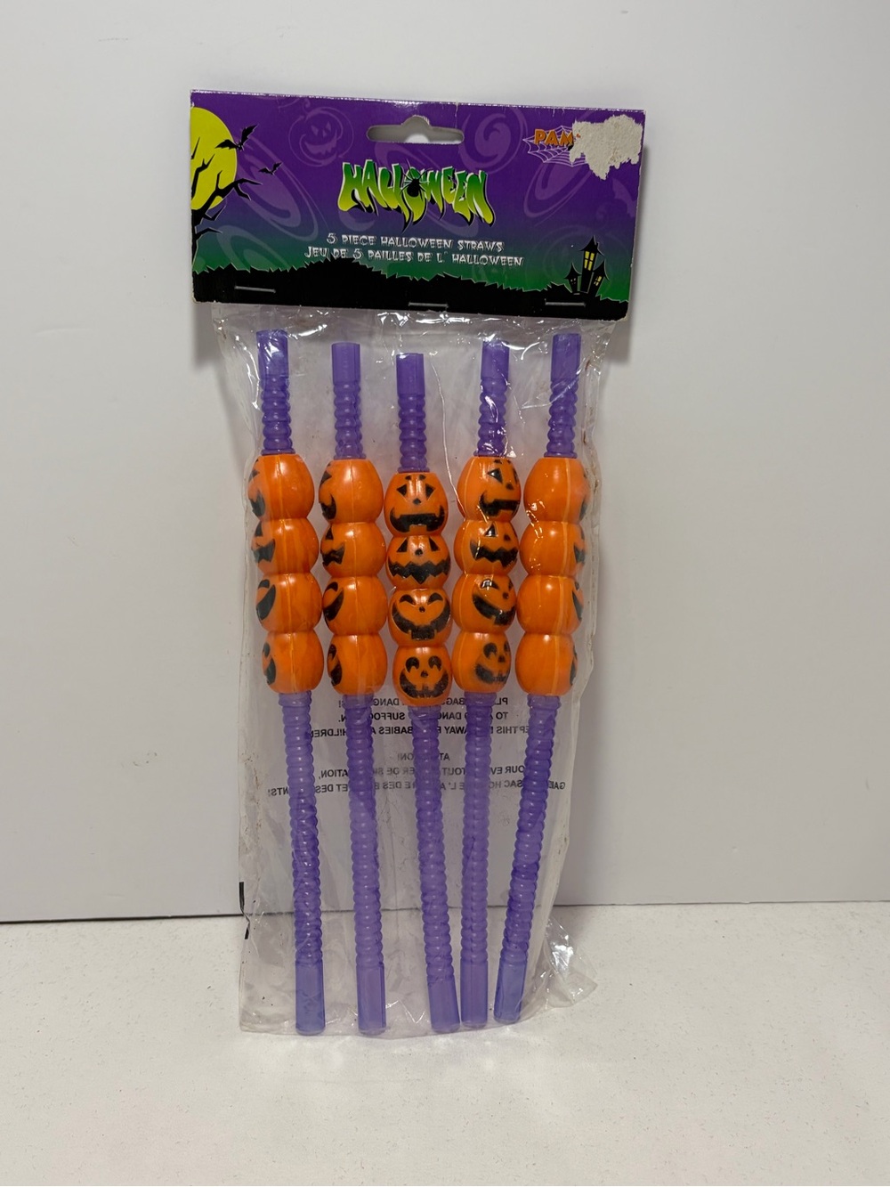 Halloween Pumpkin Party Drink Straws Purple & Orange Festive Set NEW
